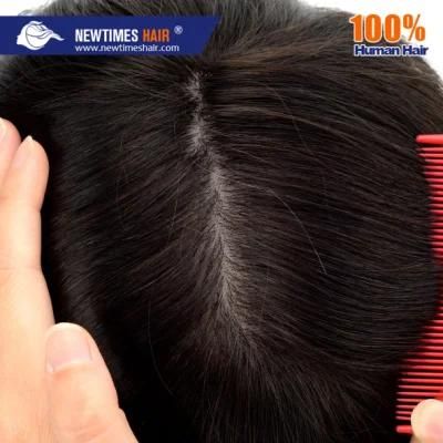 Silk Top with Clips Lace Wig for Men Human Hair