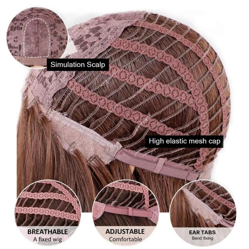 Blonde Wig with Bangs Short Hair Wigs for Women Ombre Blonde Wig Straight Bob Wig Synthetic Natural Heat Resistant Side Part Wigs 14 Inch
