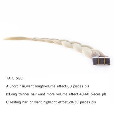 Tape Human Hair Extensions Adhesive European Machine Remy Hair for Woman