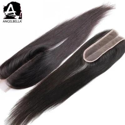 Angelbella Raw Mink Brazilian Attractive Design Lace Closures 2X6 4X4 5X5 Silky Straight Remy Hair Closure