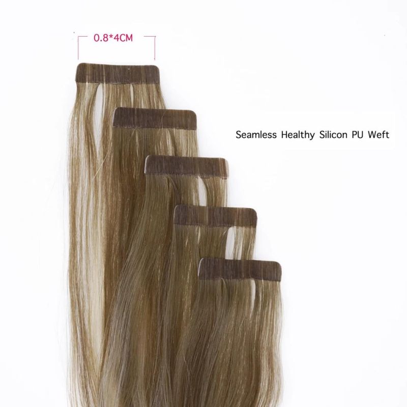 Remy Tape in Human Hair Balayage Blonde Color Omber 100% Skin Weft Glue on Extensions