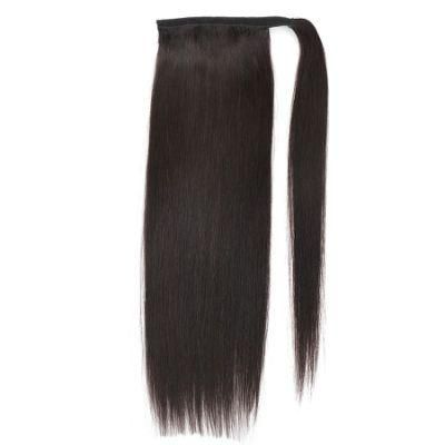 Dark Brown Human Hair Ponytails 100% Remy Hair Wrap Ponytails Horse Tail