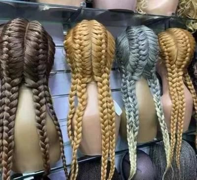 Synthetic Hair 26 Inches Wigs Perruque Tresse Long Braided Wigs for Black Women Lace Front
