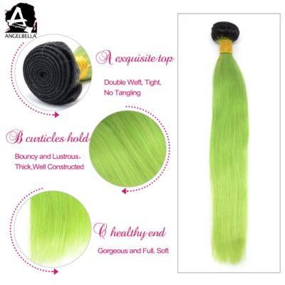 Angelbella 100% High Quality Virgin Human Remy Hair 1b#-Green Human Hair Extension Bundles