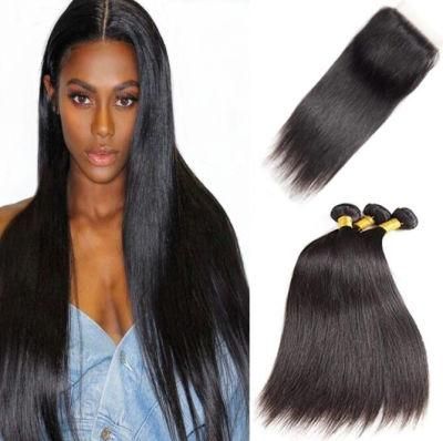 Peruvian Human Hair Weft Brazilian Hair Straight Bundles with Closure Human Hair