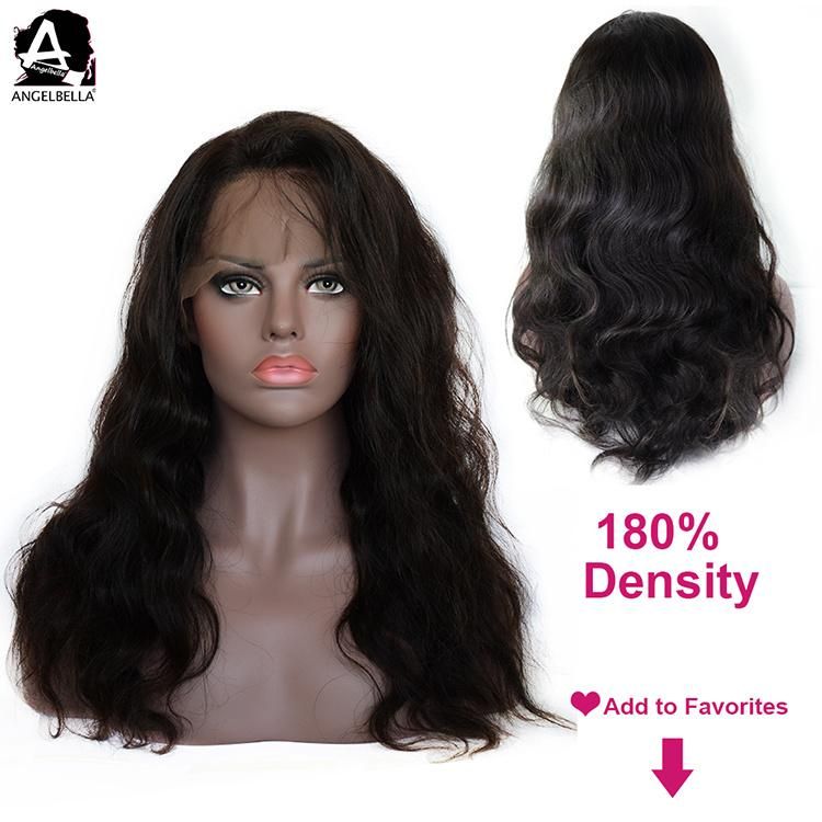 Angelbella Brazilian Swiss Lace Wigs 1b# Natural Raw Virgin Human Hair Wig