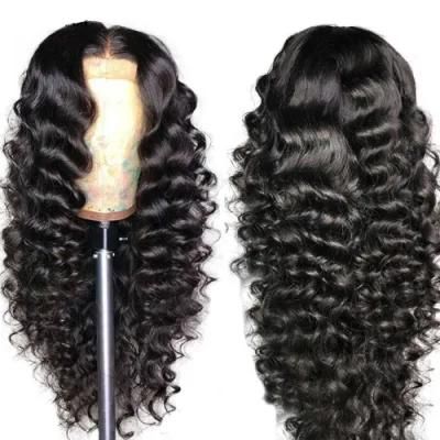 30 Inch Loose Deep Wave Remy 4X4 Lace Front Human Hair Wigs for Black Women
