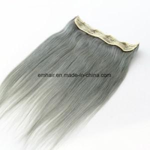 Wholesale Price Best Selling Color Grey Virgin Straight Human Hair One Piece Clip in Hair Extension 5 Clips Per Piece Remy Hair