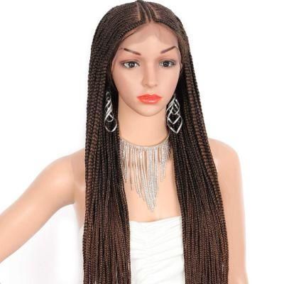 13X7 Hand Braided Lace Front Fulani Cornrow Box Braid Wigs with Baby Hair for Women Lightweight Synthetic Lace Frontal