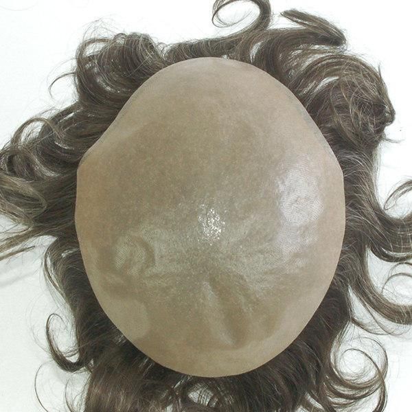 PU Coating with Double Split Knots All Over Human Hair Wig for Men