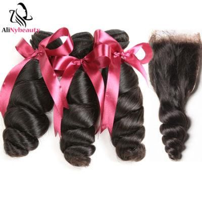 Virgin Brazilian Hair Bundles with Closures Loose Wave Hair Bundles