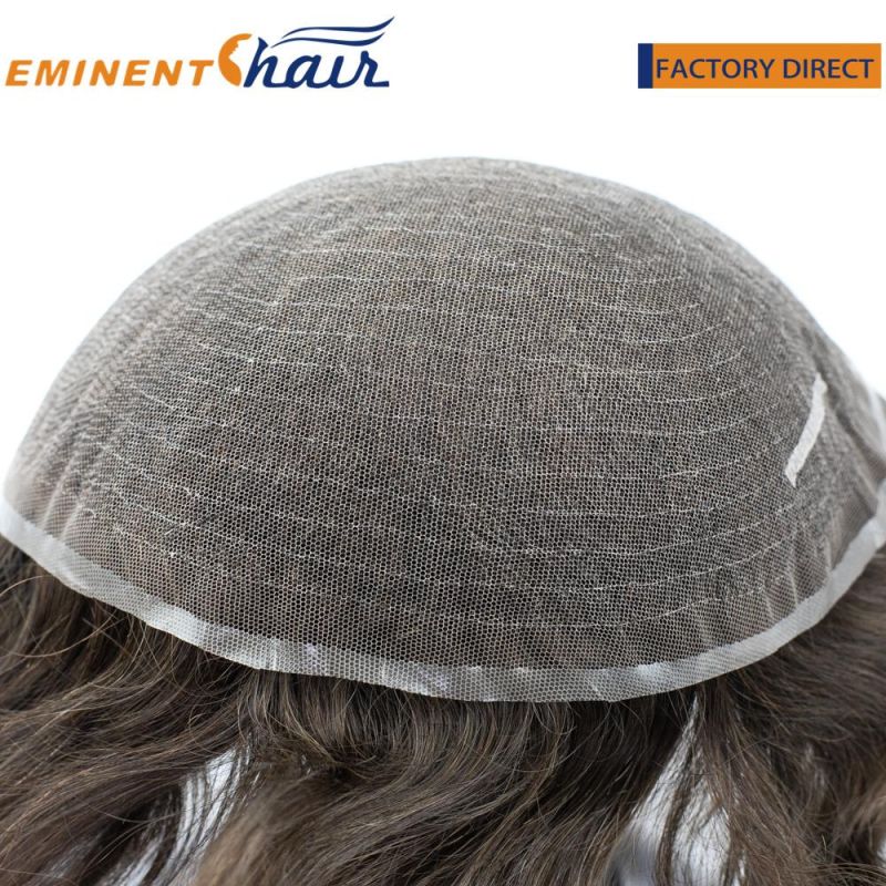 Custom Hand Tied Full Lace Toupee French Lace Men′s Wig Hair Replacement