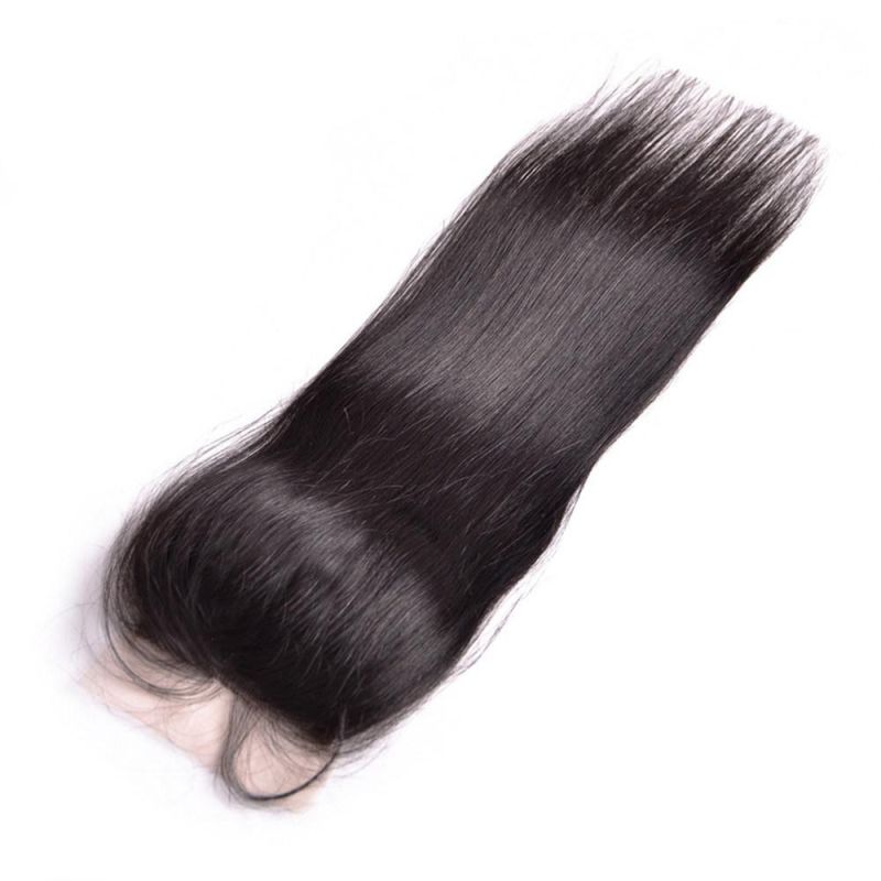 4X4 Lace Closure 100% Human Hair Closure Brazilian Hair Weaving Natural Color Non Remy Straight Frontal Closure Free Part