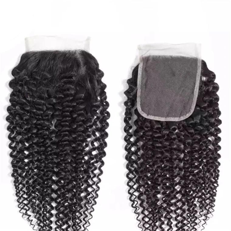 Kbeth 4*4 Kinky Curly Human Hair Closure for Femme 2022 Spring Fashion Elastic Real Original Brazilian Remy 8 Inch Hair Pieces Ready to Ship