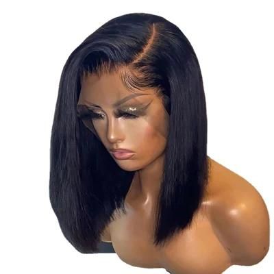 16&quot; 180%Density Straight Shortbob Lacefront Replucked Closurefrontal Brazilianremy Human Hair Wig