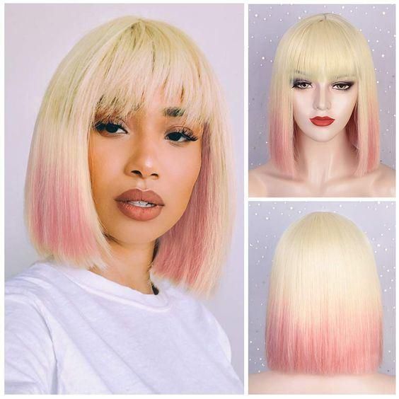 Kbeth Human Hair Wig Red Wine 613 Green Grery Custom Colors 2021 Pixie Lace Frontal Short 10 Inch 8 Inch Real Remy Bouncy Cool Ladies Beautiful Wigs with Bangs