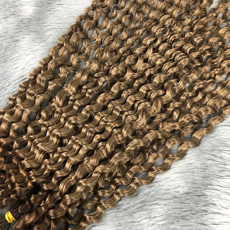 12A Virgin Brazilian 100% Human Hair Kinky Curly Nano Rings Extensions #Brown