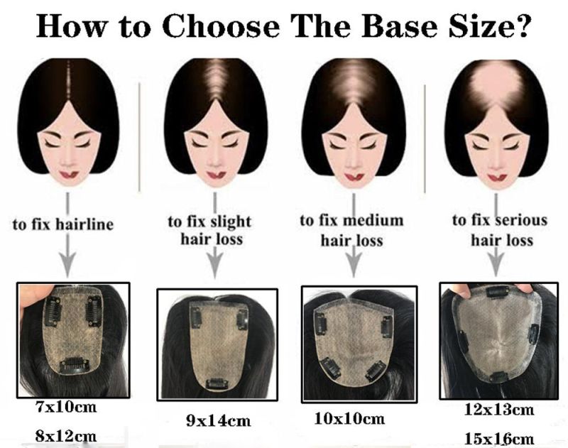 7X10 Hand Tied Straight Mono+PU Base with Clips in Hair Toupee Remy Hairpiece Human Hair Topper Hairline for Women