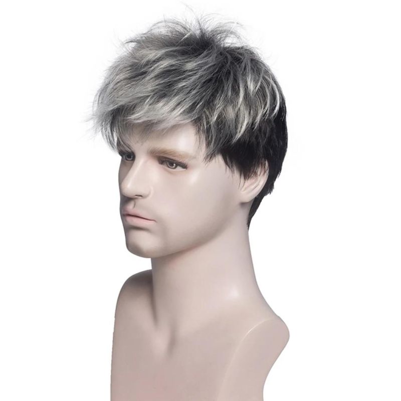 Toupee Men Short Hair Wigs Ombre Men′ S Daily Wig Male Natural Curly Hair Breathable Men Short Hair Wigs Ombre Men′ S Daily Lace Front Wig