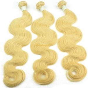 100% Remy Human Hair Extension Weft Body Wave Bleach Blond Wavy Russian Hair Bundle