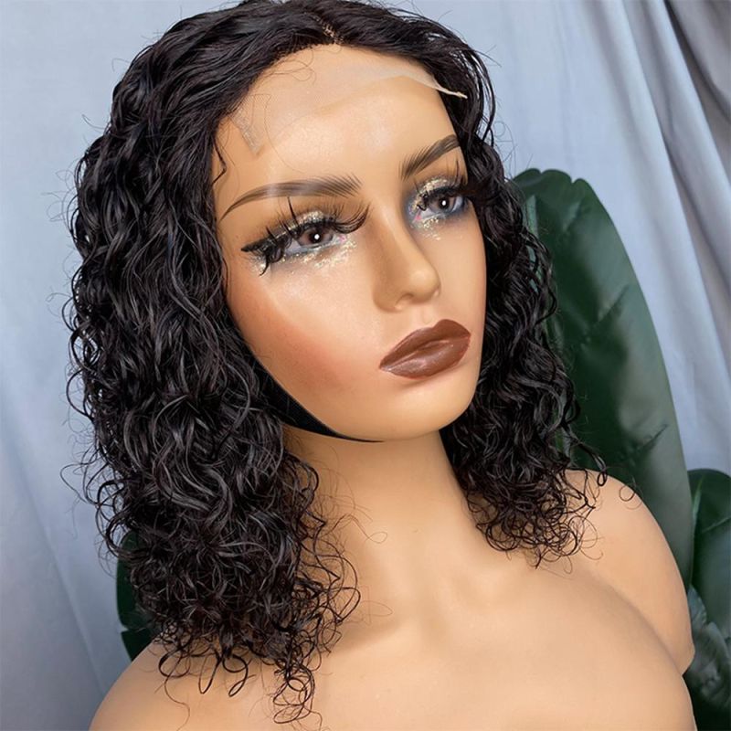 Wholesale Vendors Water Wave Brazilian Virgin Hair Bob Wig with Bangs Full Machine Made Human Hair Wigs for Black Women