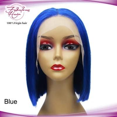 Human Hair Best Blue Straight Bob Wig Next Day Delivery