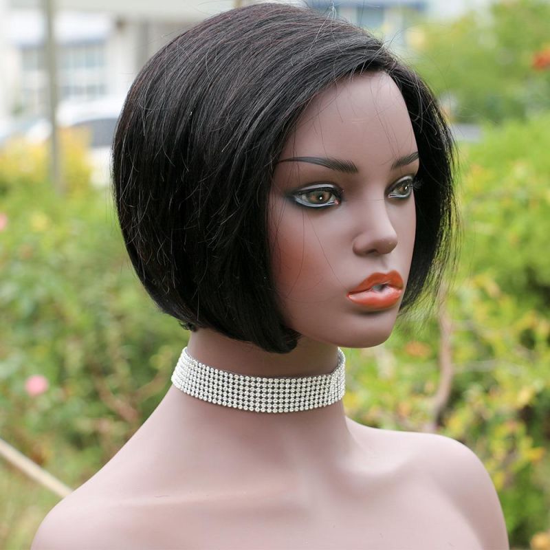 Brazilian Hair 8-10 Inches Straight Short Wigs for Black Women Heat Resistant Natural Black Bobo Hair Style No Synthetic Wigs