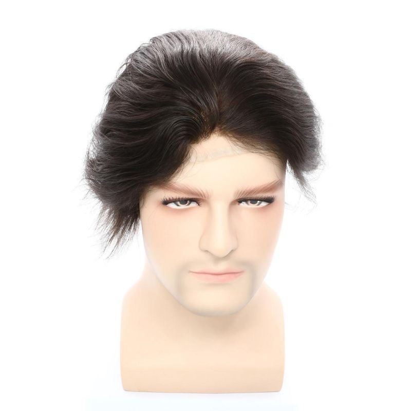 Stock Men′s Human Hair Lace Hair Replacement