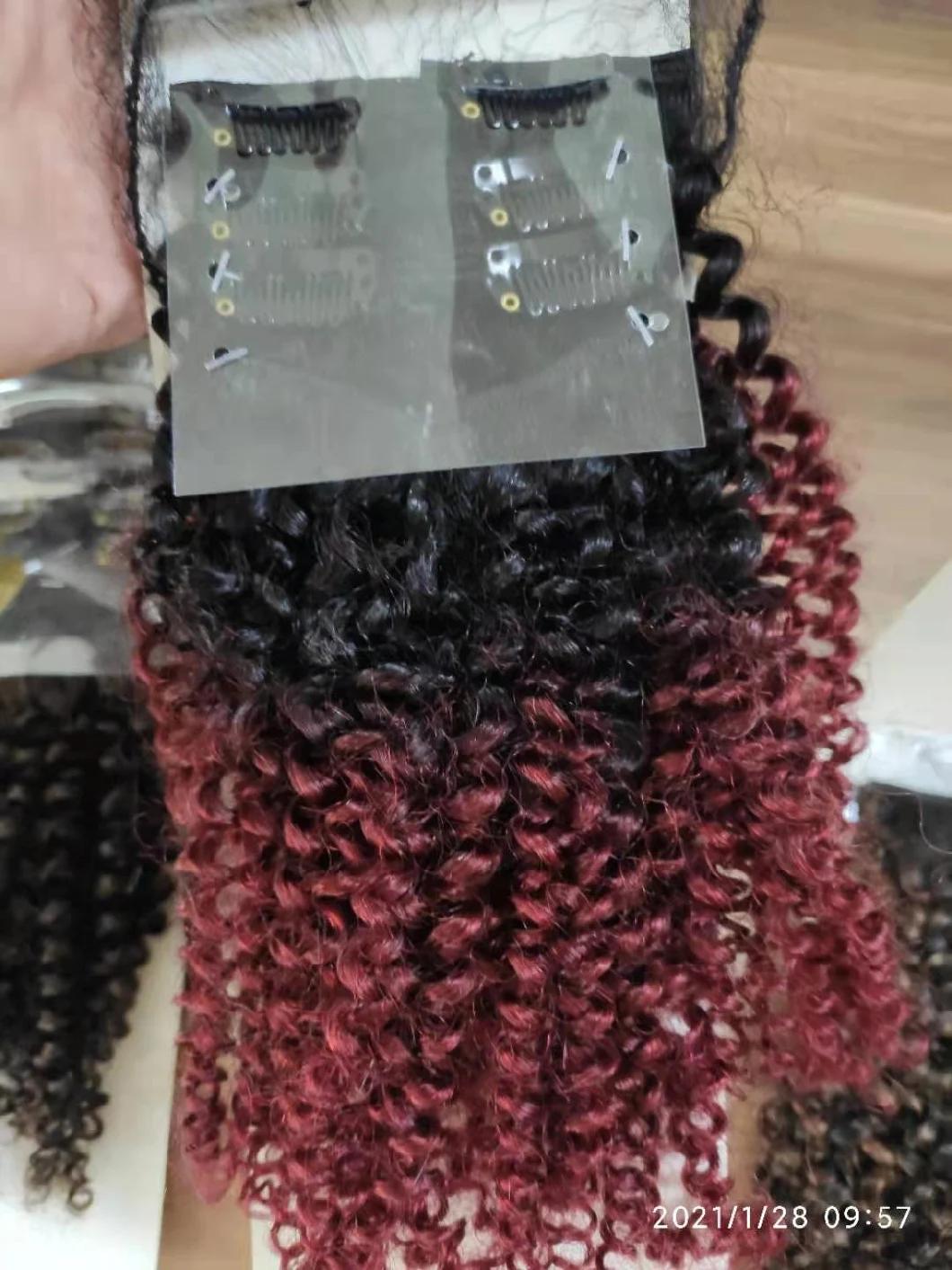 Kinky Curly Mink Brazilian Human Hair Clips-in Extensions