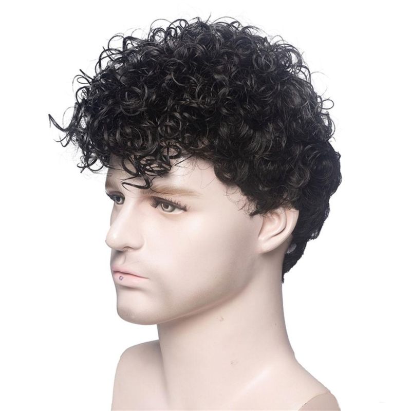 Toupee Men Short Black Hair Wigs Men′ S Daily Wig Male Natural Curly Hair Breathable Men Short Hair Wigs Men′ S Daily Lace Front Wig