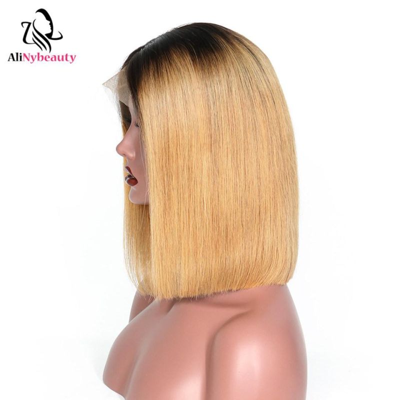 Alinybeauty Short Bob Lace Wig Straight Brazilian Human Hair