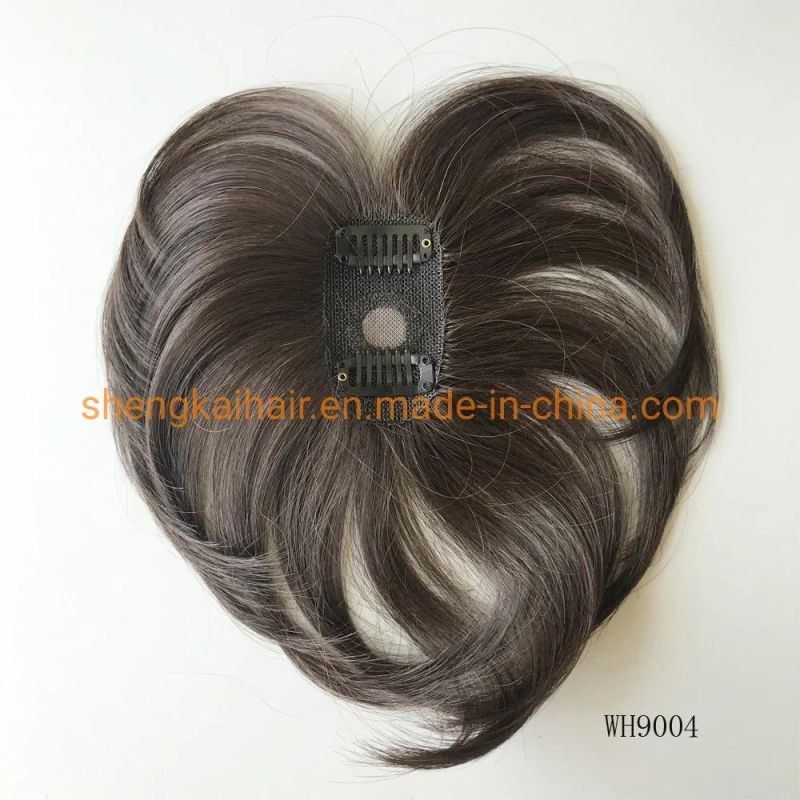 Full Handtied Human Synthetic Mix Crown Topper Hair