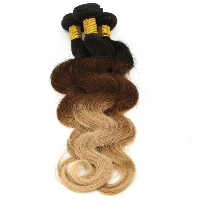 Factory Price Ombre Color 1b/4/27 Brazilian Virgin Hair Body Wave Bundles