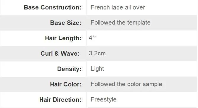 Men′s Custom Hand Crafted Full French Lace Hair Replacement