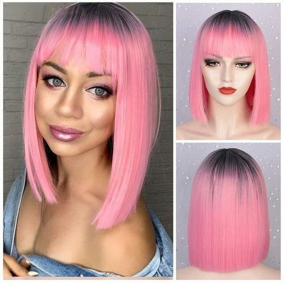 Kbeth Human Hair Wigs for Black Woman Pink Red Color Long Lasting Ship in Two Hours Original Professional Factory Direct Sale Bob Lace Short Cutting Wigs Supply
