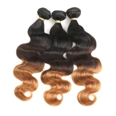 Ombre 3 Tone Color Body Wavy Human Hair Bundles Hair Weft #1b/4/30