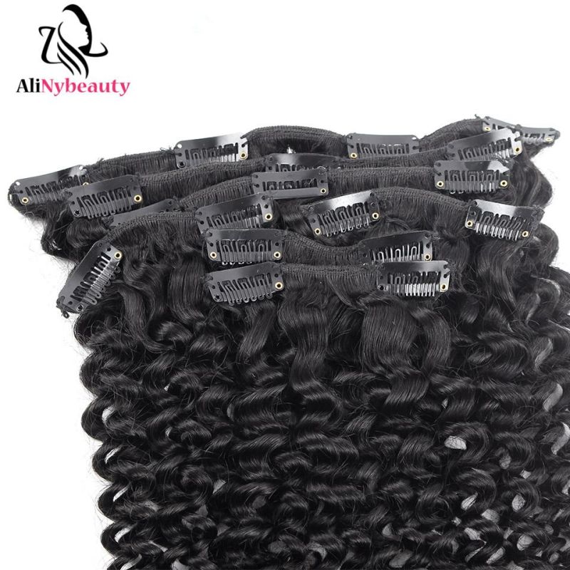 Jerry Curly Clip in Human Hair Extensions Natural Black Remy Hair