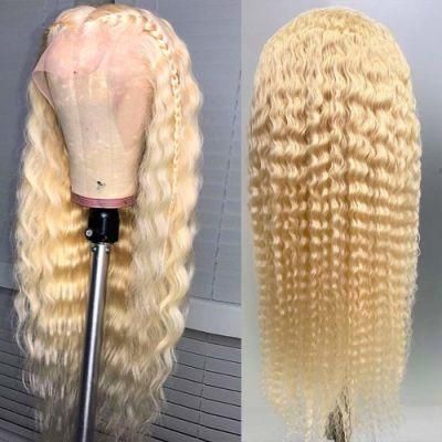 Kbeth Kinky Curly 613 Gold Transparent Lace Frontal Wig for Black White Ladies Human Hair 13*6 Lace Front Wigs From Chinese Factory