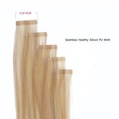 Invisible Remy Tape Extensions Straight Real Adhesive Human Hair for Woman Double Drawn Skin Weft 20&quot; 2.5g Ombre Balayage Color