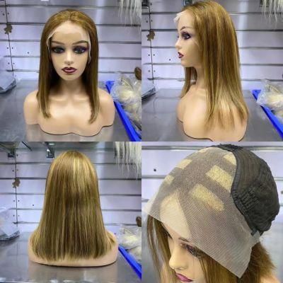 Color Straight Wave Wigs Unprocessed Human Hair Lace Frontal Wigs Straight Wave Secondary Color Bob Wigs