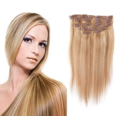 Clip-on Human Hair Extensions Silky Straight 16inch