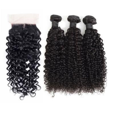 Factory Wholesale Human Hair Weaving Brazilian Hair Bundle with Lace Closure 180%