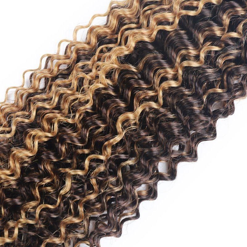 8A High Quality Fashion Color P4/27 Kinly Curly Human Weaving Hair Weft