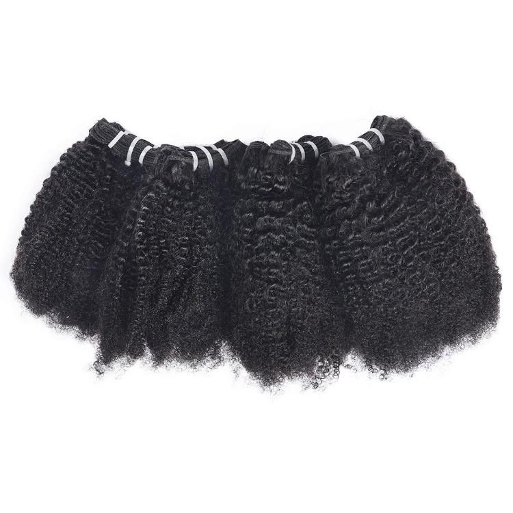Non Remy Afro Curly Human Hair Bundles Brazilian Hair Weaves Wholesale