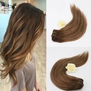 Unprocessed Wholesale Human Hair Pieces Full Head Balayage Color 4/27# Clip in Hair Extensions