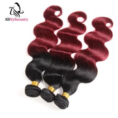 Alinybeauty 100% Peruvian Body Wave Hair Extension Color 1b 99j