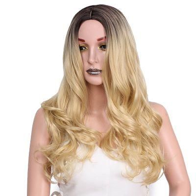 24inch Ombre Blonde Wig Synthetic Long Wavy Wigs for Women