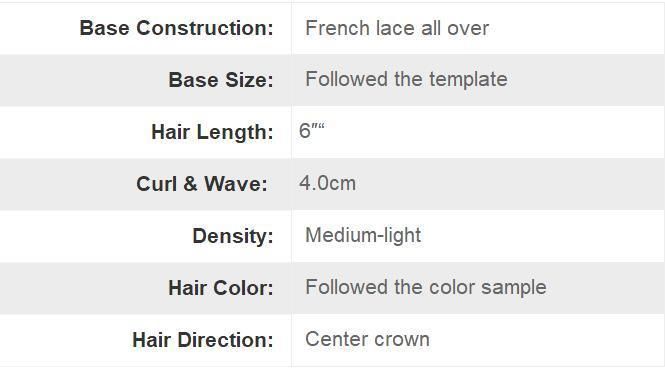 Men′s High Quality Real Human Hair - Full French Lace - Durable and Comfortable