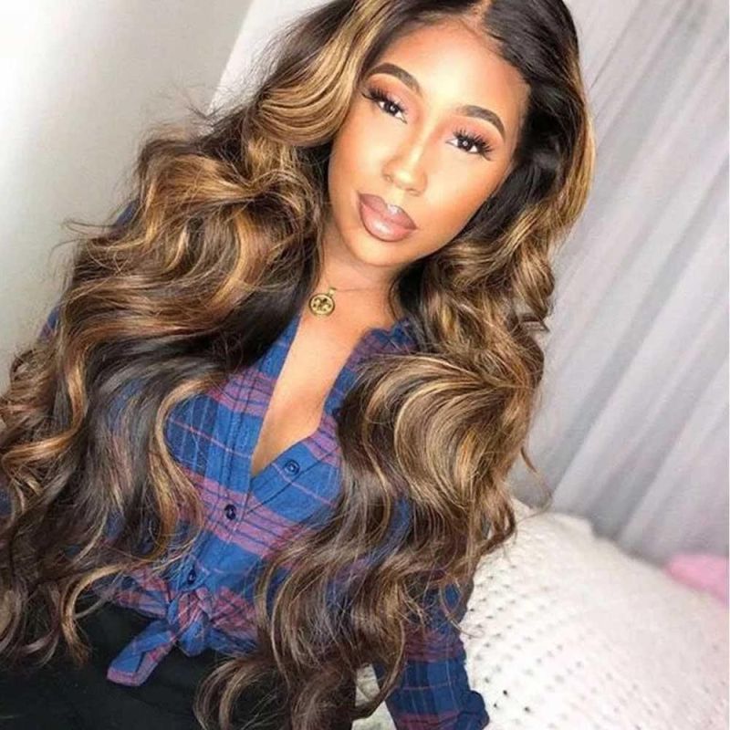 Kbeth Human Hair Wig for Black Ladies Gift 2021 Fashion Summer 100% Full Cuticle Aligned HD Lace Front Hairline Brown Color Body Wave Human Hair Wig for Lady