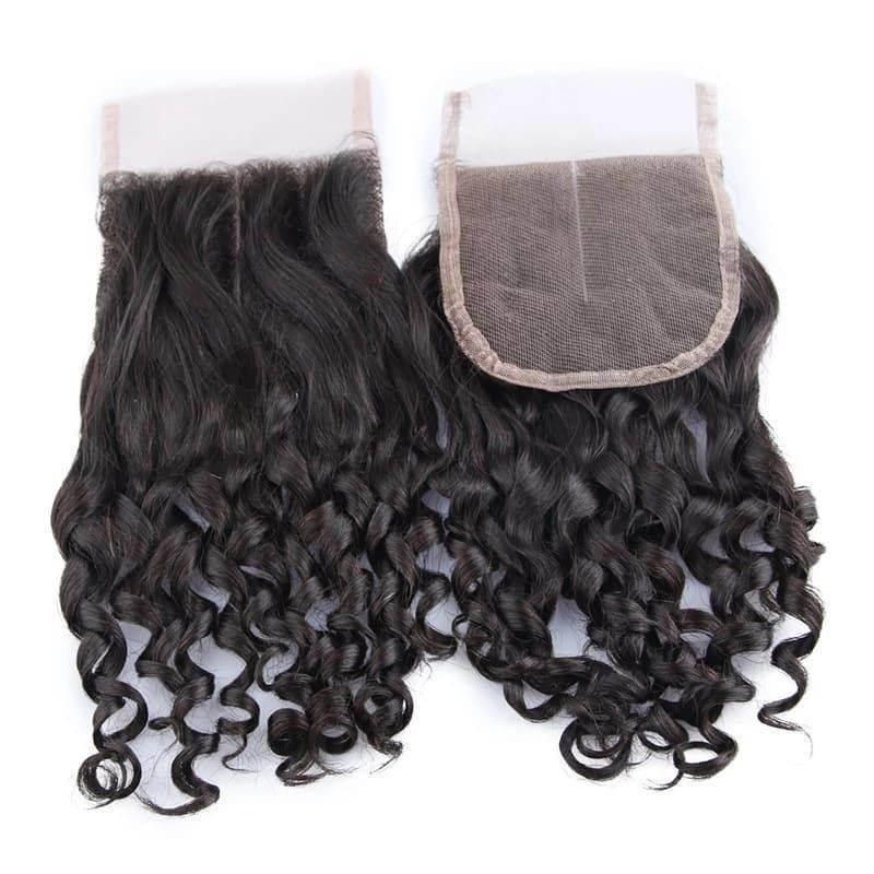 Straight Natural 100% Indian Brazilian Weave Closure and Bundles Virgin Human Machine Weft Hair